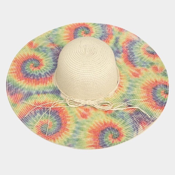 LAST 2! Tie Dye Print Straw Sun Hat - Picture 3 of 3